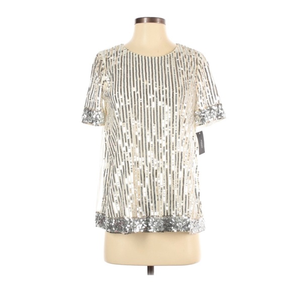 Alfani Tops - Alfani Women's Sequins Short Sleeve Dress Blouse S